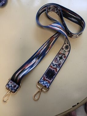 Decorative Blue Patterned Adjustable Bag Strap